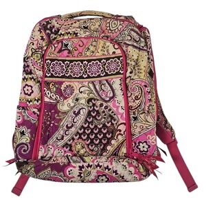 Vera Bradley Campus Backpack Quilted Paisley Print Travel Book Bag & Pouch